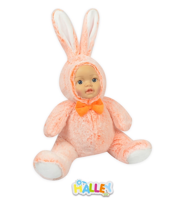 Halley Oyuncak Bebek Yüzlü Peluş Tavşan 45 Cm Turuncu