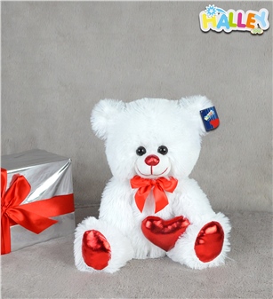 Halley Oyuncak Parlak Kalpli Peluş Ayı 40 Cm Beyaz